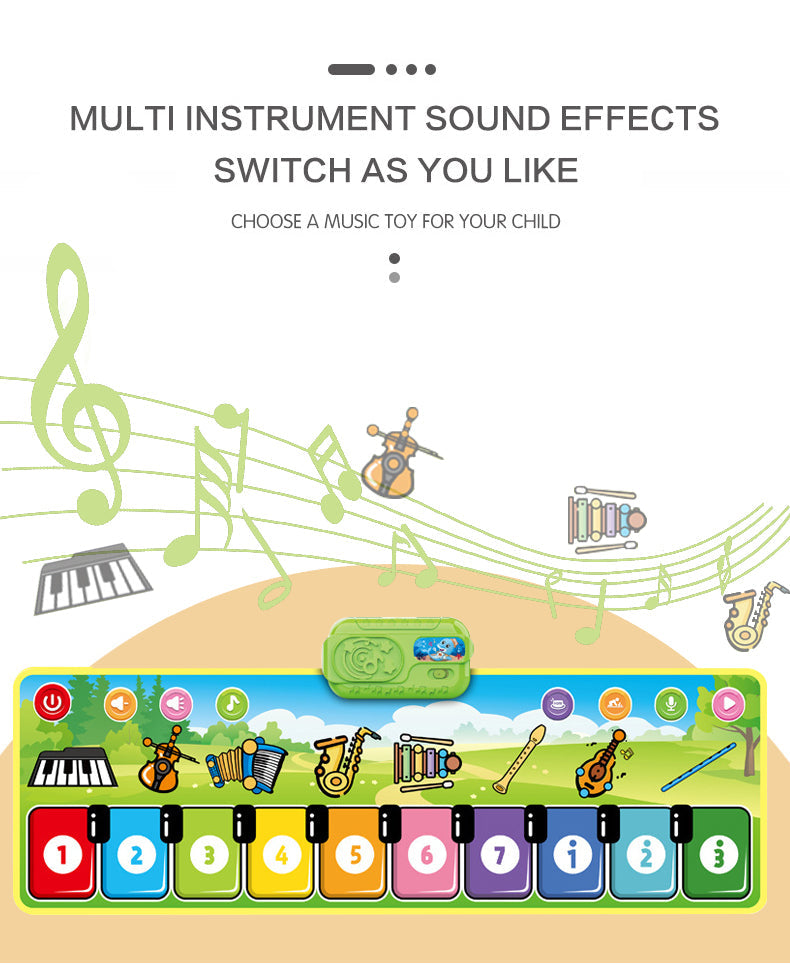 Musical piano play mat with built-in speakers, an educational dance pad for joyful learning