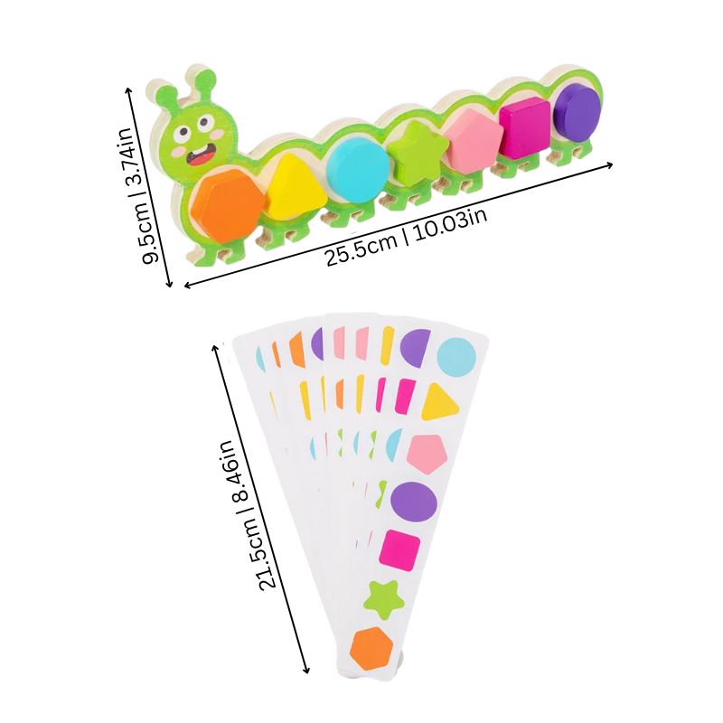 Magnetic Caterpillar Puzzle Toy: preschool learning game with shape sorting and color recognition for children.