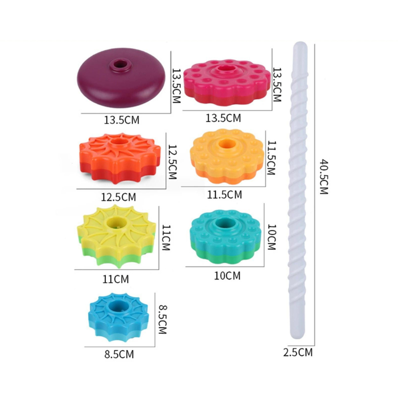 Developmental rainbow stacking toy for babies, enhancing color recognition and hand-eye coordination.