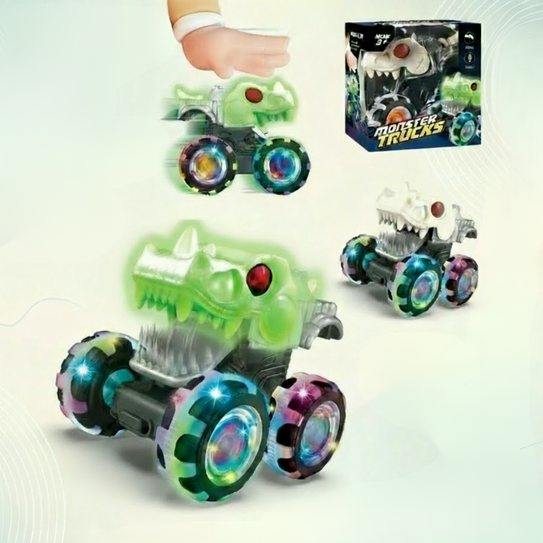 Collection of RC LED Monster Trucks for kids, highlighting various colors and durable designs