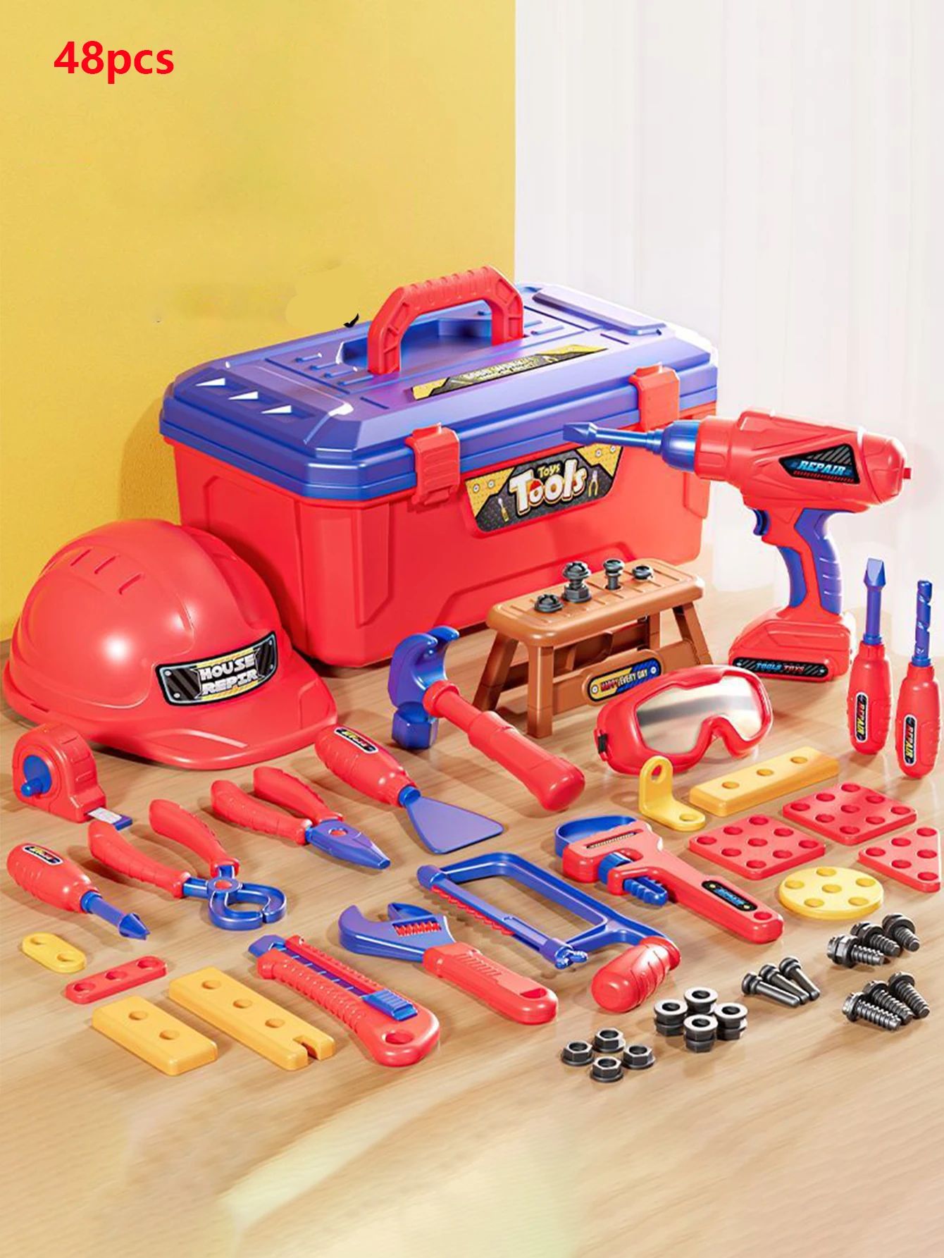 Gift-ready educational construction play toolbox for kids, fostering early learning and creative skills