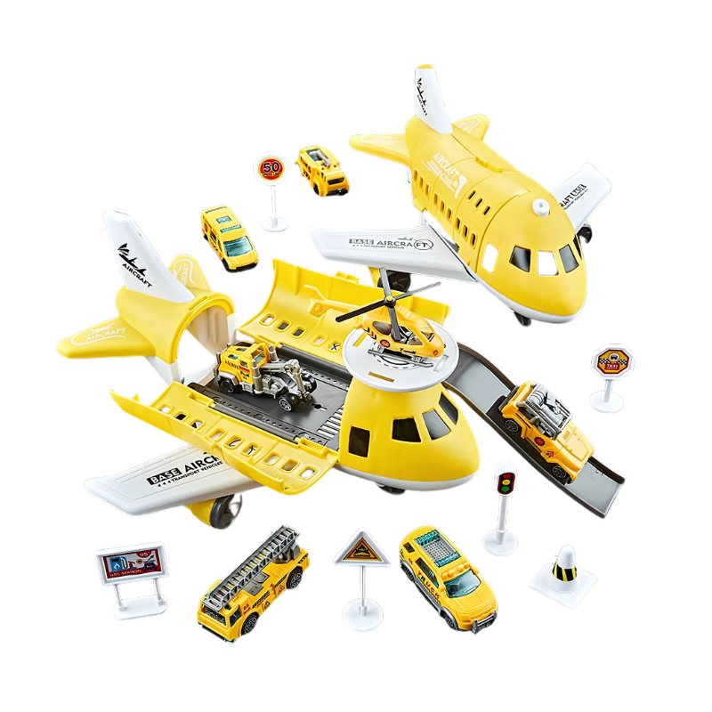 Green transforming airplane car toy, a fun gift for kids encouraging creative play.