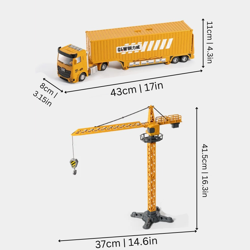 Educational kids' toy, a transforming construction vehicle playset featuring trucks and building tools for boys and girls