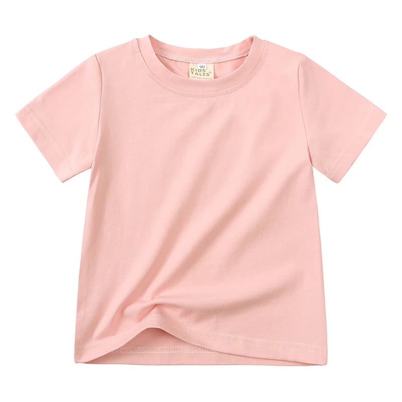 Unisex kids' short sleeve t-shirt with hem detail, durable cotton blend summer wear