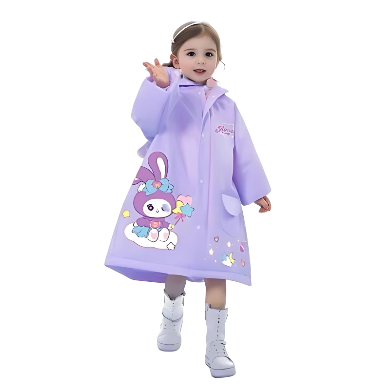 Waterproof jacket for children, featuring a vibrant 3D animal design, excellent for rainy days.
