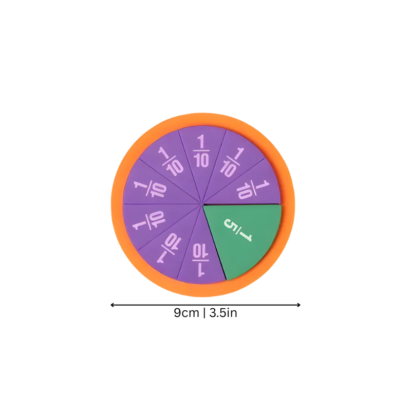 Educational fractions puzzle for kids, colorful math toy to teach early learning