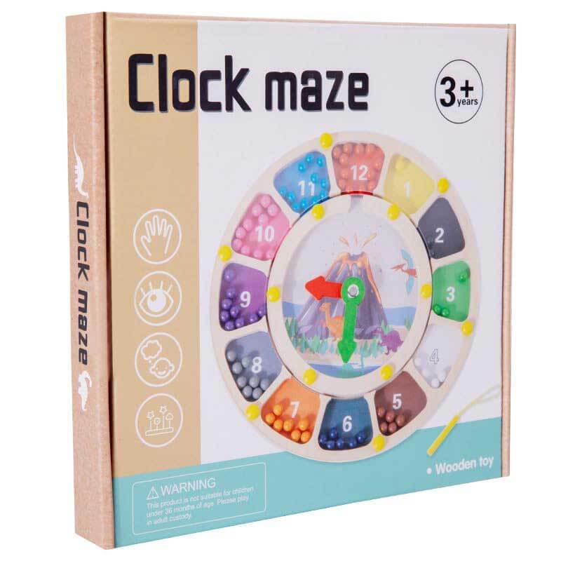 Kids gift: wooden magnetic clock maze puzzle toy, promoting fine motor skills and early childhood development