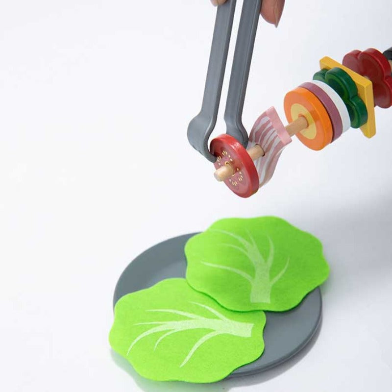 Colorful wooden pretend play picnic set, stimulating imaginative play for young children