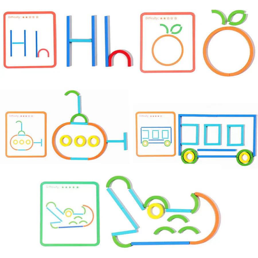 Set of diverse wooden puzzle pieces for kids, encouraging imaginative play & shape recognition