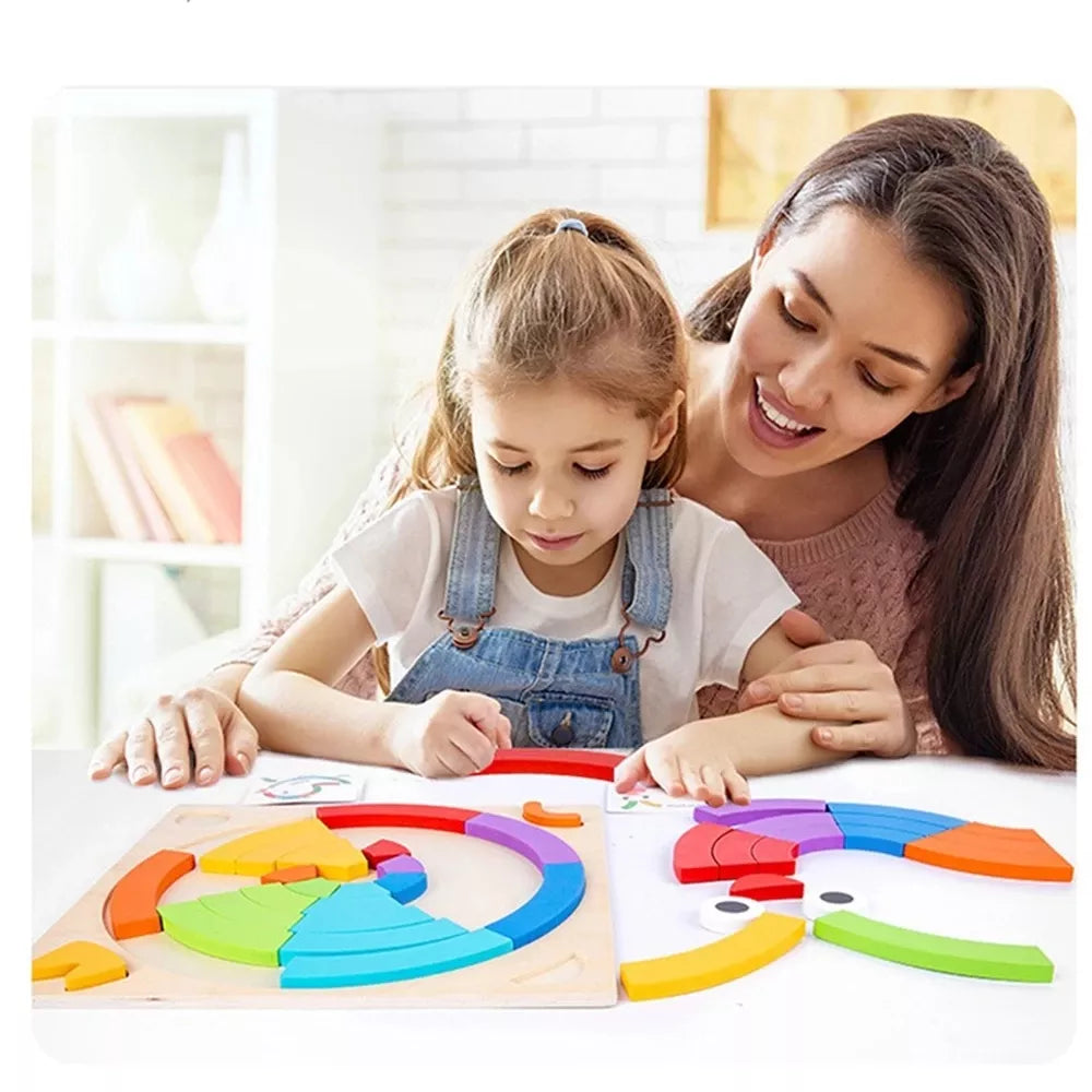 Developmental wooden color palette Montessori toy, perfect for shape sorting & educational play.