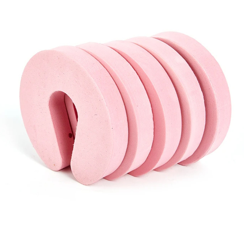 Kids accessories: a 5-pack of foam door stoppers, safety pinch guards for quiet doors.