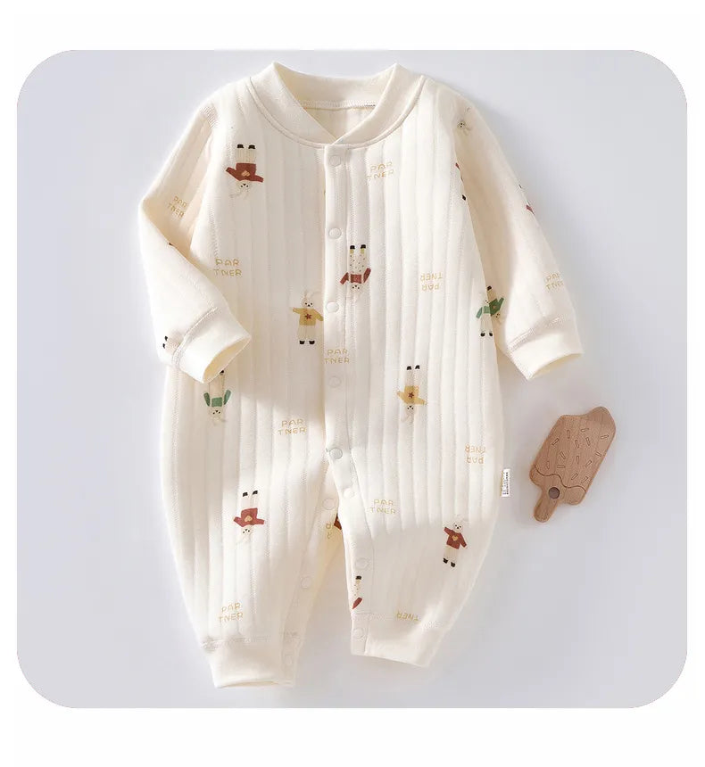 Spring baby outfit: light cotton bear cartoon romper, comfortable and charming infant wear
