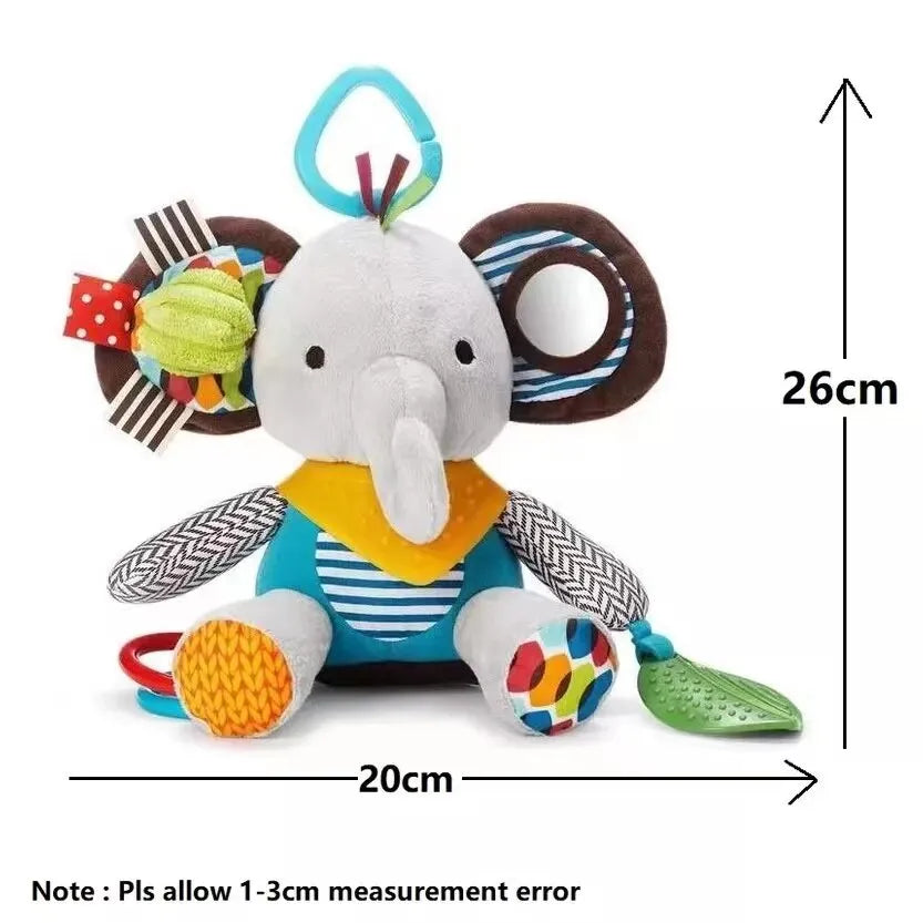 Newborn essentials: an elephant plush rattle toy with a durable hanging loop for safety