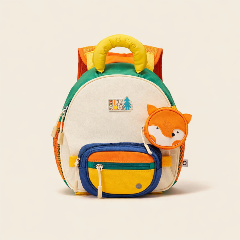 Green kids' school backpack with water bottle holder, ideal for daily use and active children.