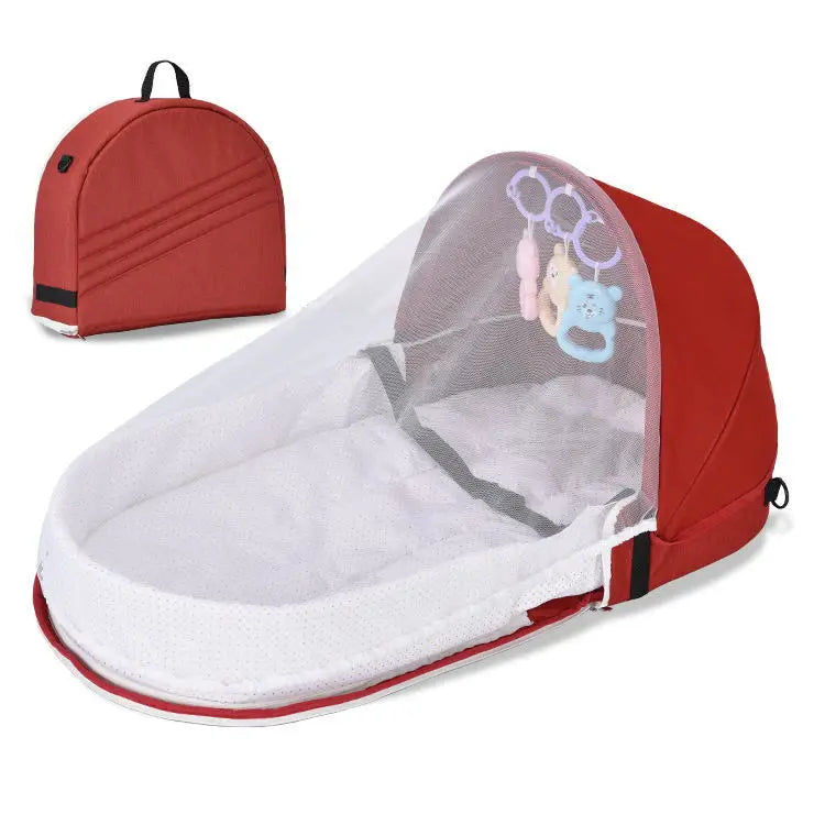 Infant travel bassinet with mosquito net, protecting baby from insects, comfortable