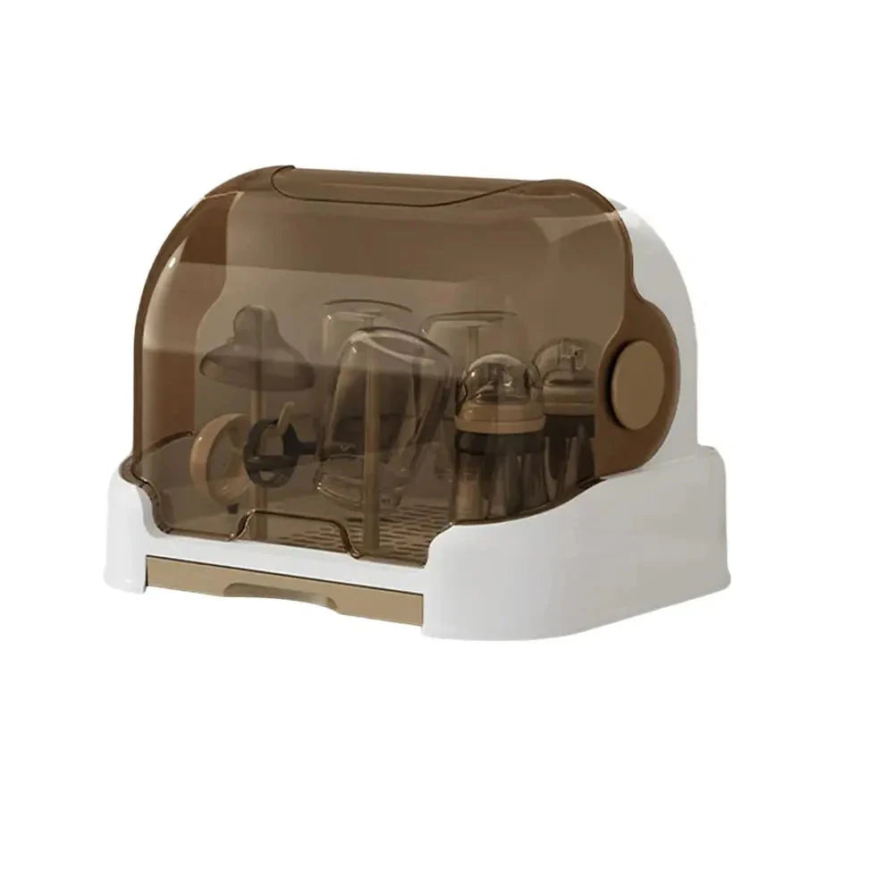 Hygienic baby bottle dryer and organizer, a compact dustproof solution for convenient feeding storage.