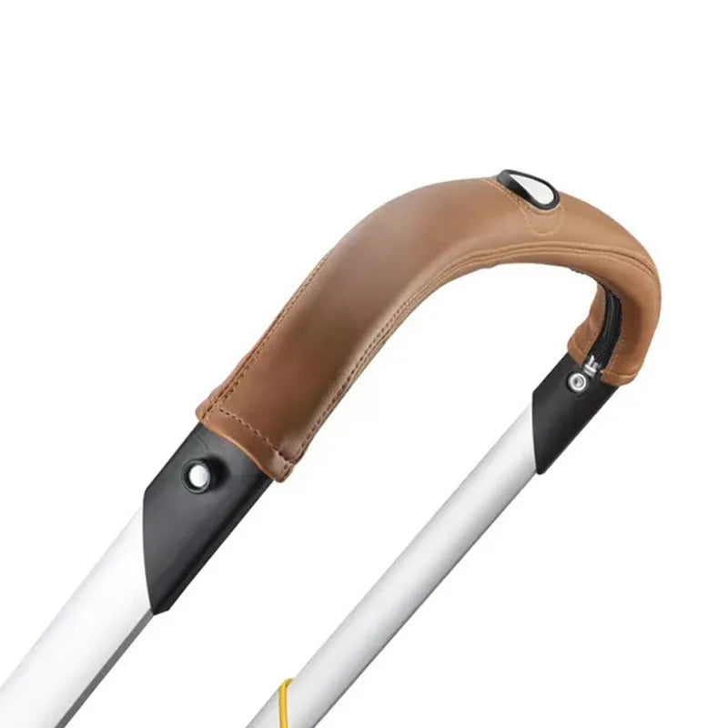 Universal PU leather stroller handle protector, enhancing durability of baby transport