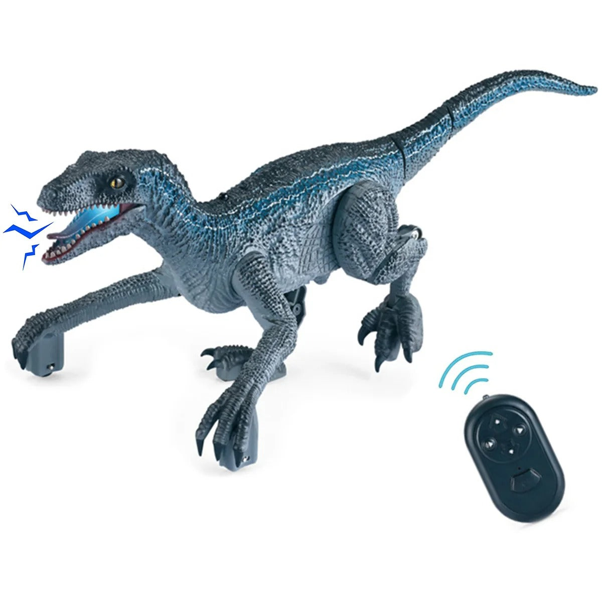 RC dinosaur toy, velociraptor model, vibrant and detailed for kids' immersive play experience.