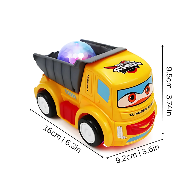Kids' transforming robot truck toy in mid-action, converting from vehicle to robot mode