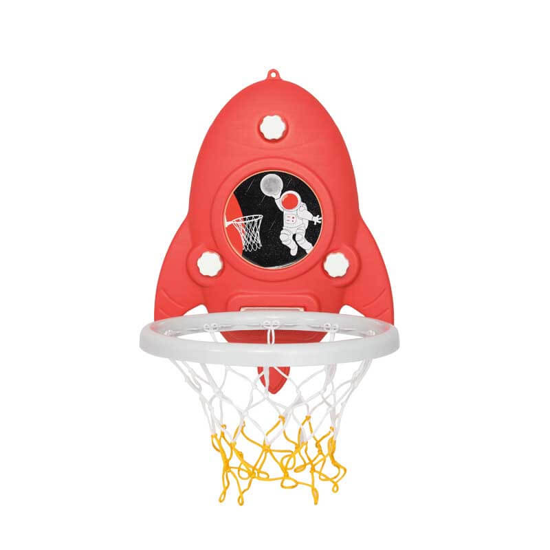 Red, white, & blue adjustable kids' basketball hoop, a vibrant sports toy for indoor and outdoor play.