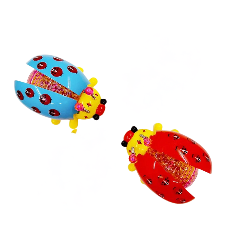 Close-up of a baby's interactive ladybug crawling toy, a perfect gift for infants.