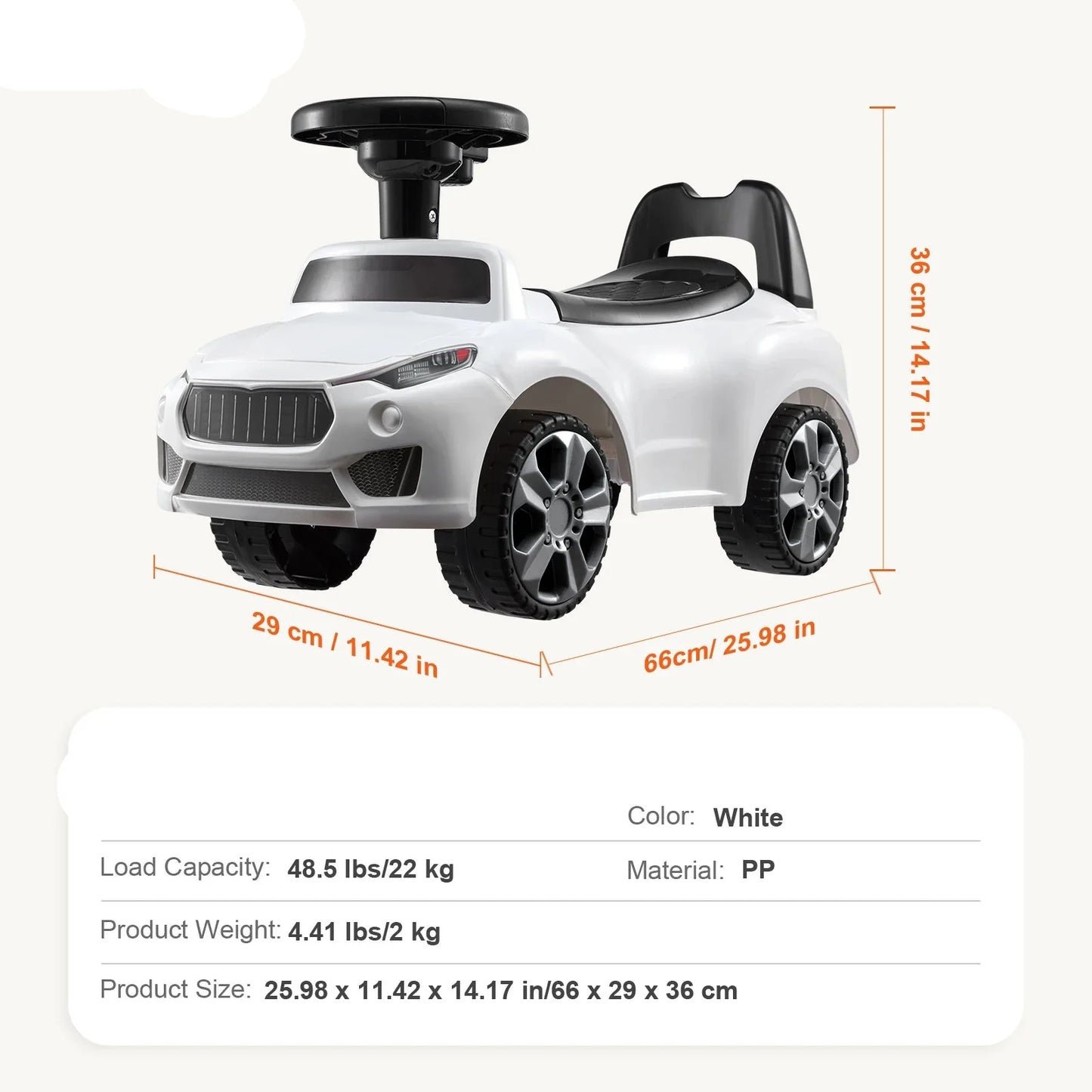Rear view of a purple baby ride-on toy showcasing storage compartment for outdoor play