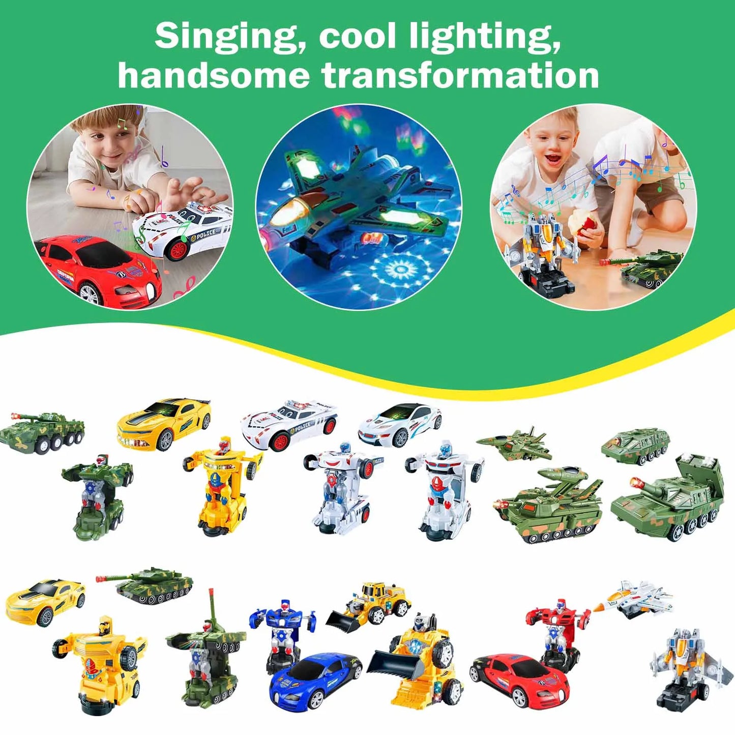 Transforming robot toy car with obstacle avoidance technology, an interactive kids toy