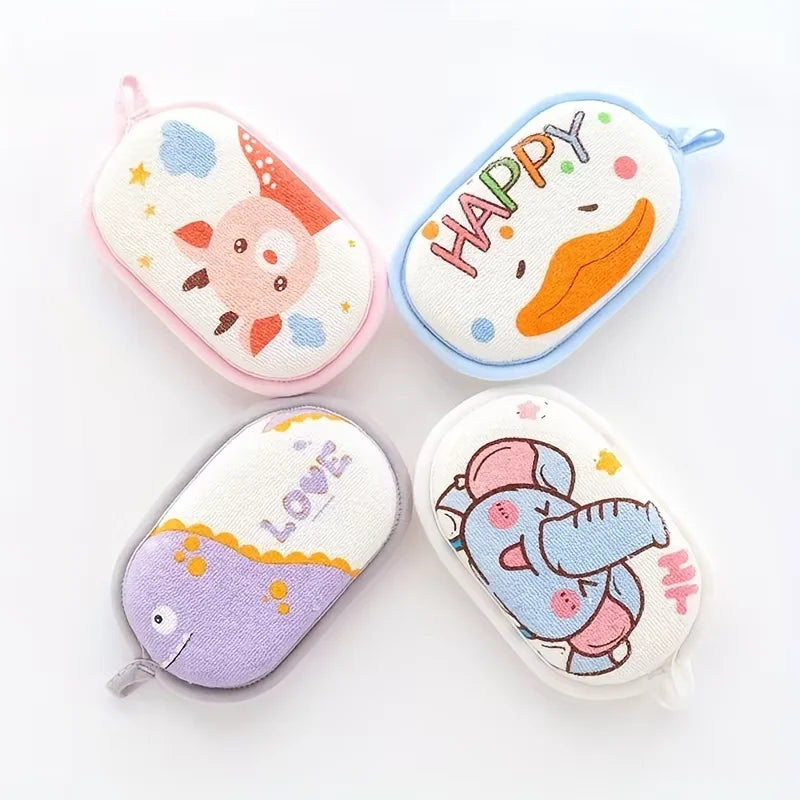 Ergonomic cartoon animal bath sponge, soft and absorbent for a gentle and effective baby scrub