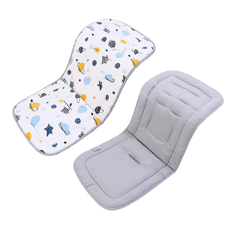 Reversible cotton baby stroller cushion, universal infant seat liner for ultimate comfort