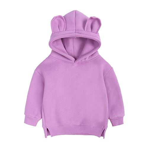 Warm red cotton cartoon ear pullover hoodie, perfect for comfort apparel and fall/winter fashion