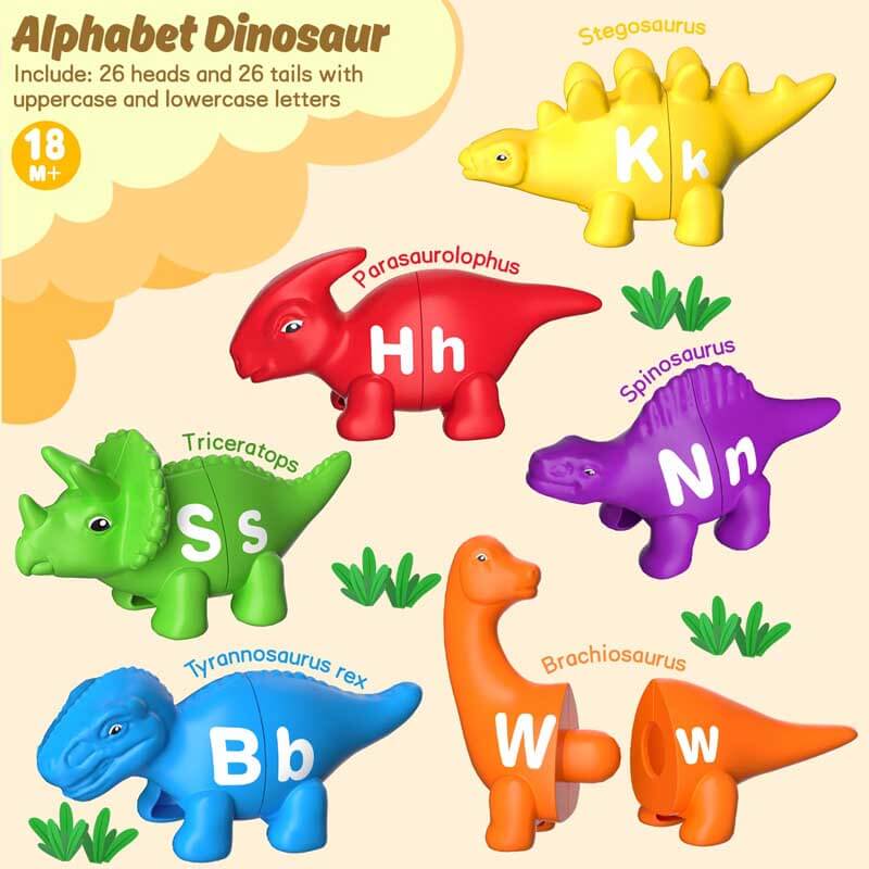 Montessori alphabet dinosaur toy set, an engaging educational gift for toddlers and preschool