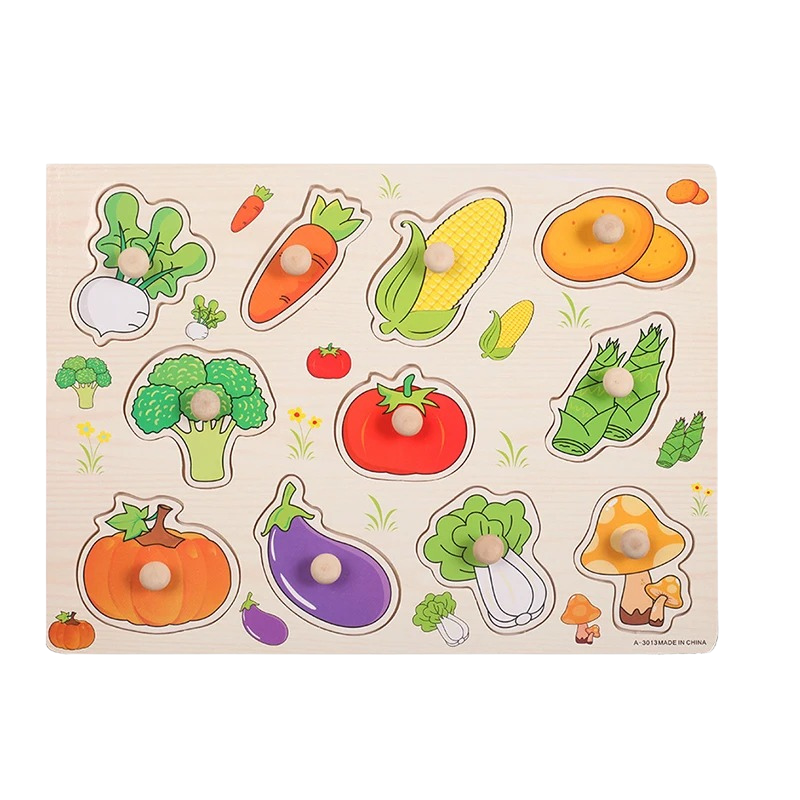 Colorful wooden puzzle for toddlers, engaging design for early brain development and play