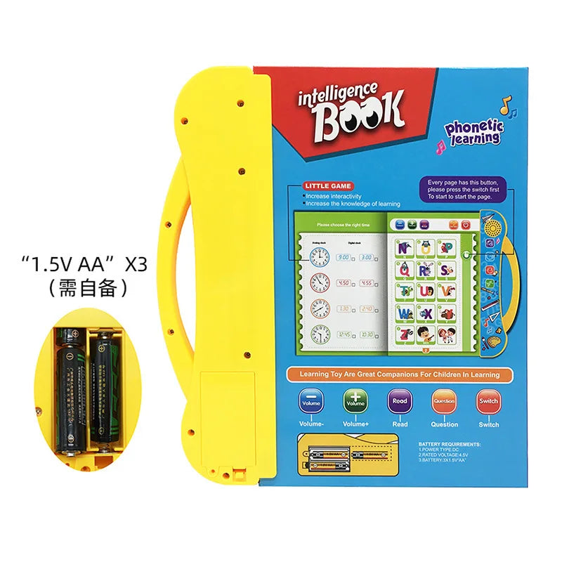 Fun musical learning book for kids, introducing English alphabet & numbers for preschoolers.