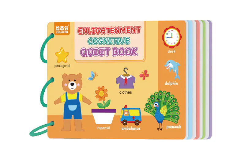 Close-up of a child's hands engaging with a page from a kids' cognitive motor skills activity book.