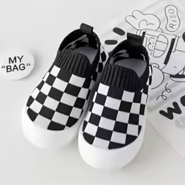 Flexible children's slip-on shoes with anti-slip sole, designed for toddler comfort.