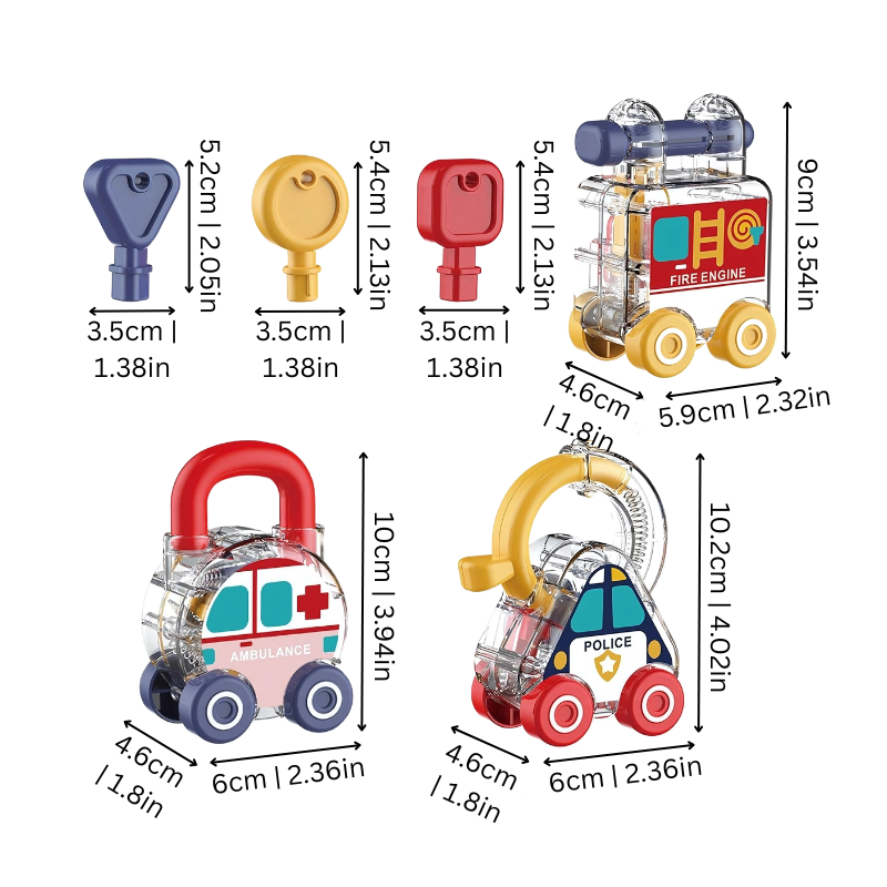 Montessori preschool toddler toy set featuring educational emergency vehicles for learning and development