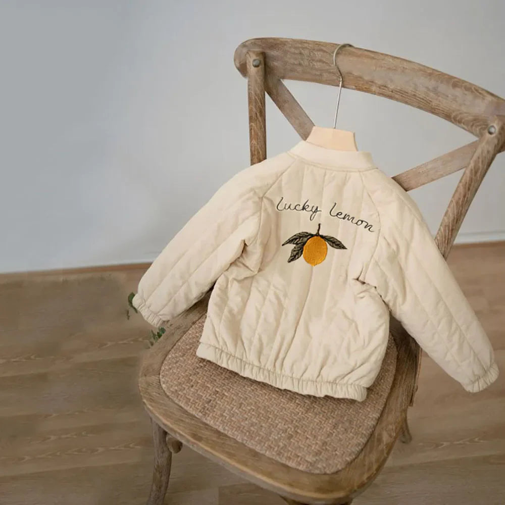 Collection of colorful padded winter coats for toddlers, cotton material. Essential childrens apparel.