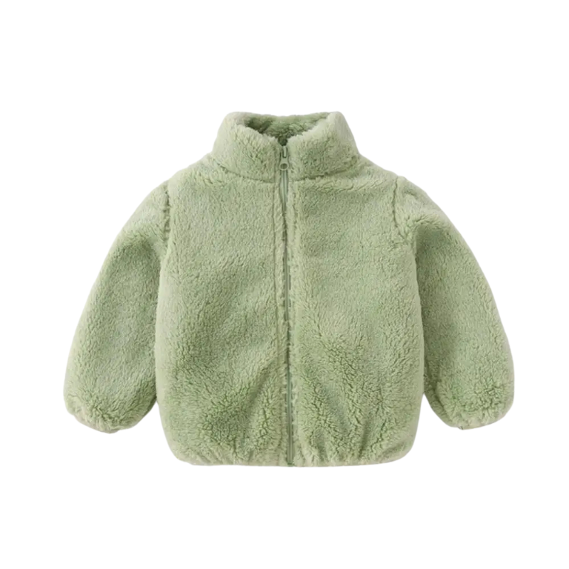 Cozy and warm Plush Fleece Winter Jacket with Hood, perfect for keeping toddlers comfortable outdoors.