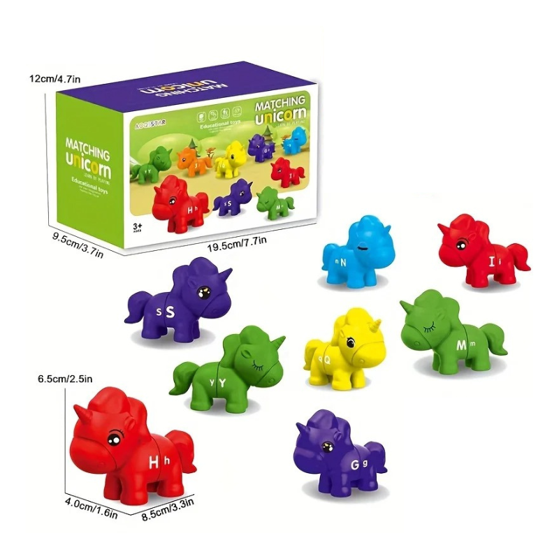 Kids educational dinosaur and unicorn matching puzzle game, a fun toddler learning toy for preschool development.