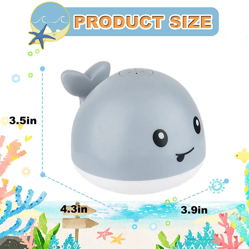 Newborn and toddler bath toy: light-up whale with automatic sprinkler, perfect for sensory fun