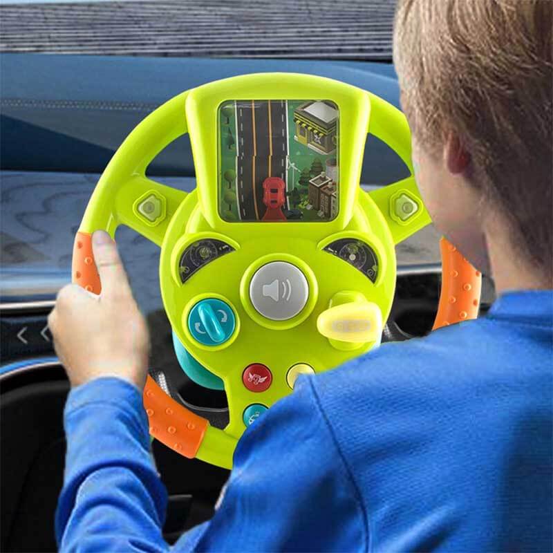 Girls toy: colorful interactive steering wheel, engaging lights and sounds for young drivers.