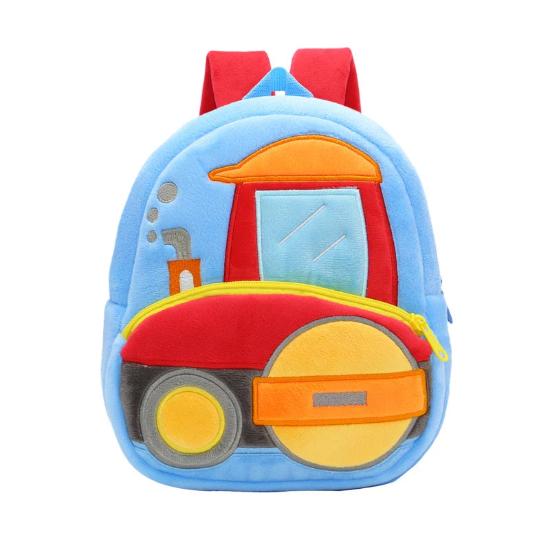 Plush engineering vehicle backpack, soft fabric and lightweight design for easy toddler carry