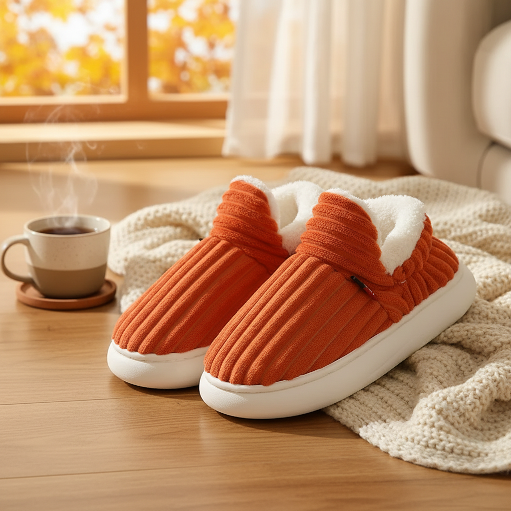 Cozy anti-slip winter slippers, essential unisex footwear for chilly indoor evenings