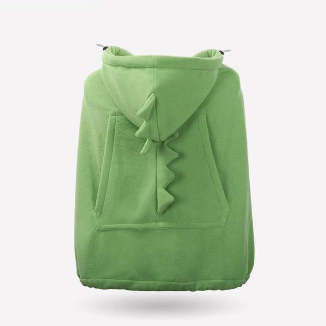 Comfortable grey elephant baby carrier hoodie, warm infant cover, essential stroller accessory for cold weather.