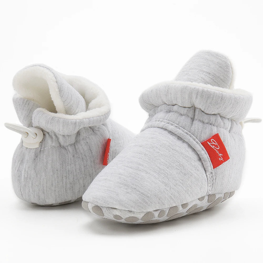 Unisex baby cotton soft sole first walker sock shoes, essential for first steps.