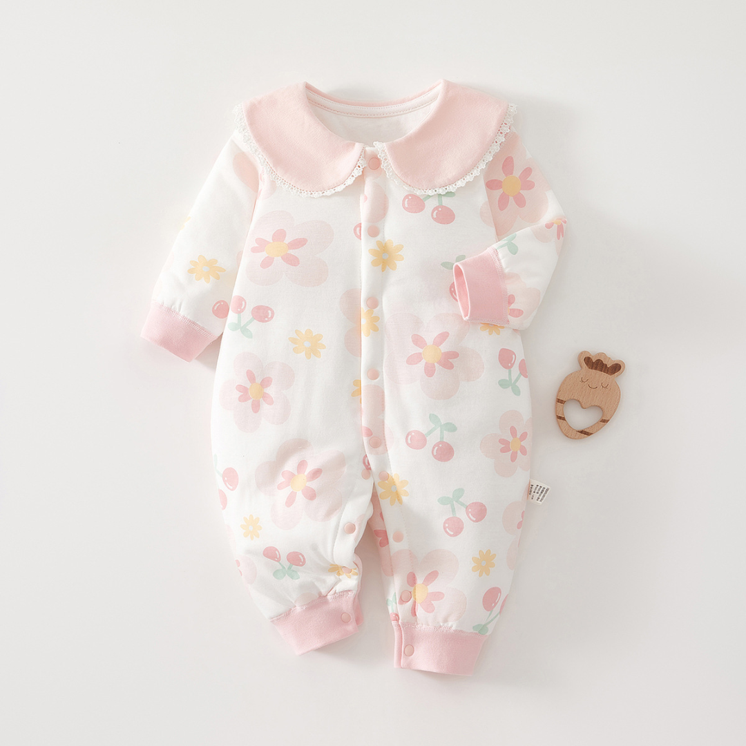 Comfortable unisex baby cartoon cotton elephant jumpsuit pajamas for winter
