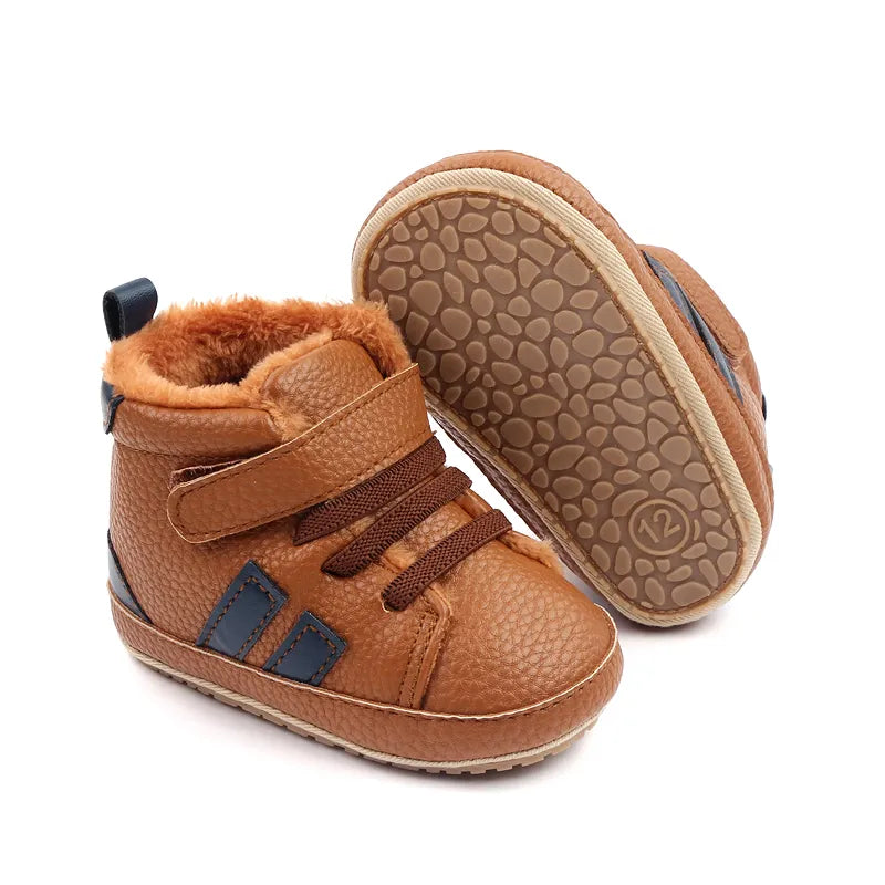 Comfortable unisex baby first walker ankle boots for new steps, soft sole, hook-loop