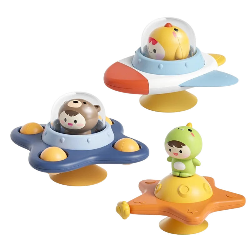 Motor skills spinning toy and rattle for baby and toddler play