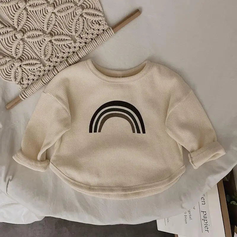 Year-round unisex long sleeve t-shirt for children, comfortable cotton blend clothing