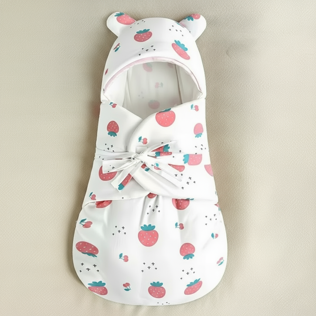 Unisex SnuggleBear cotton baby swaddle blanket with subtle pattern, designed for breathable infant sleep